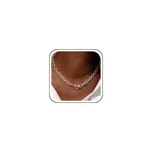 CHESKY 14K Gold Plated Chunky Necklace for Women, Trendy Toggle Clasp | Statement Pendant Necklace, Layered Paperclip Chain, Toggle Clasp Design, Thick Gold Chain, Non Tarnish Everyday Jewelry - Image 1