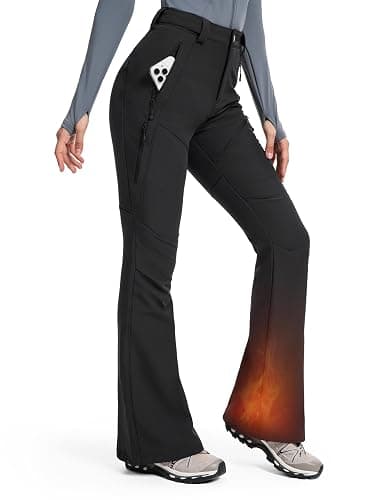 Moosehill Womens-Snow-Ski-Pants Water-Resistant Fleece Lined Warm Winter Hiking Thermal with 4 Zipper Pockets - Image 1