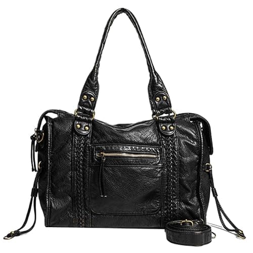 TIAASTAP Vintage City Bag Damen – PU Ledertasche Handtasche Groß Shopper Tasche Y2K Schultertasche Arbeitstasche Uni Japanese School Bag, Damen-Henkeltaschen für Frauen - Image 1