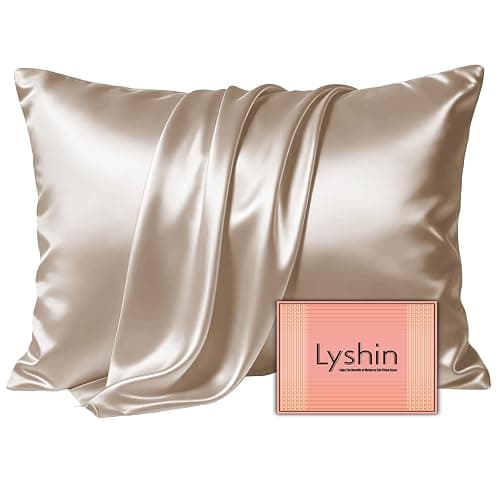 LYSHIN Silk Pillow Cases Standard Size with Hidden Zipper, Champagne | 19 Momme Mulberry Silk Pillowcase for Skin and Hair, Anti-Acne, Hypoallergenic, Cooling, Beauty Sleep, Gifts for Women - Image 1