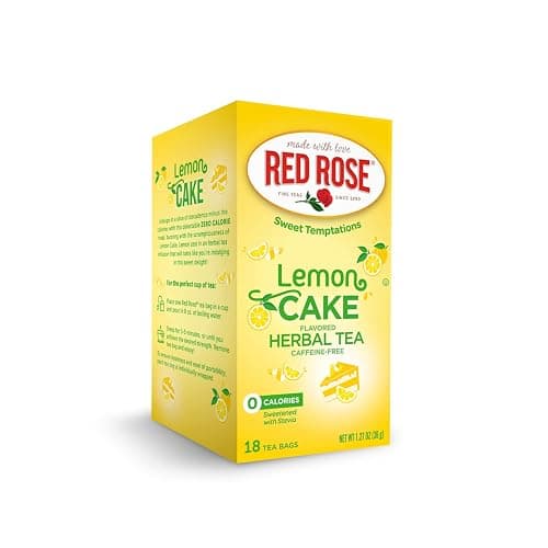 Red Rose Sweet Temptations Dessert Tea Lemon Cake, Zero Carbs, Zero Sugar Bursting with Flavor Caffeine-Free Delicious Beverage Herbal Tea, 18 Count Fruit Naturally Flavored Herbal Tea - Image 1