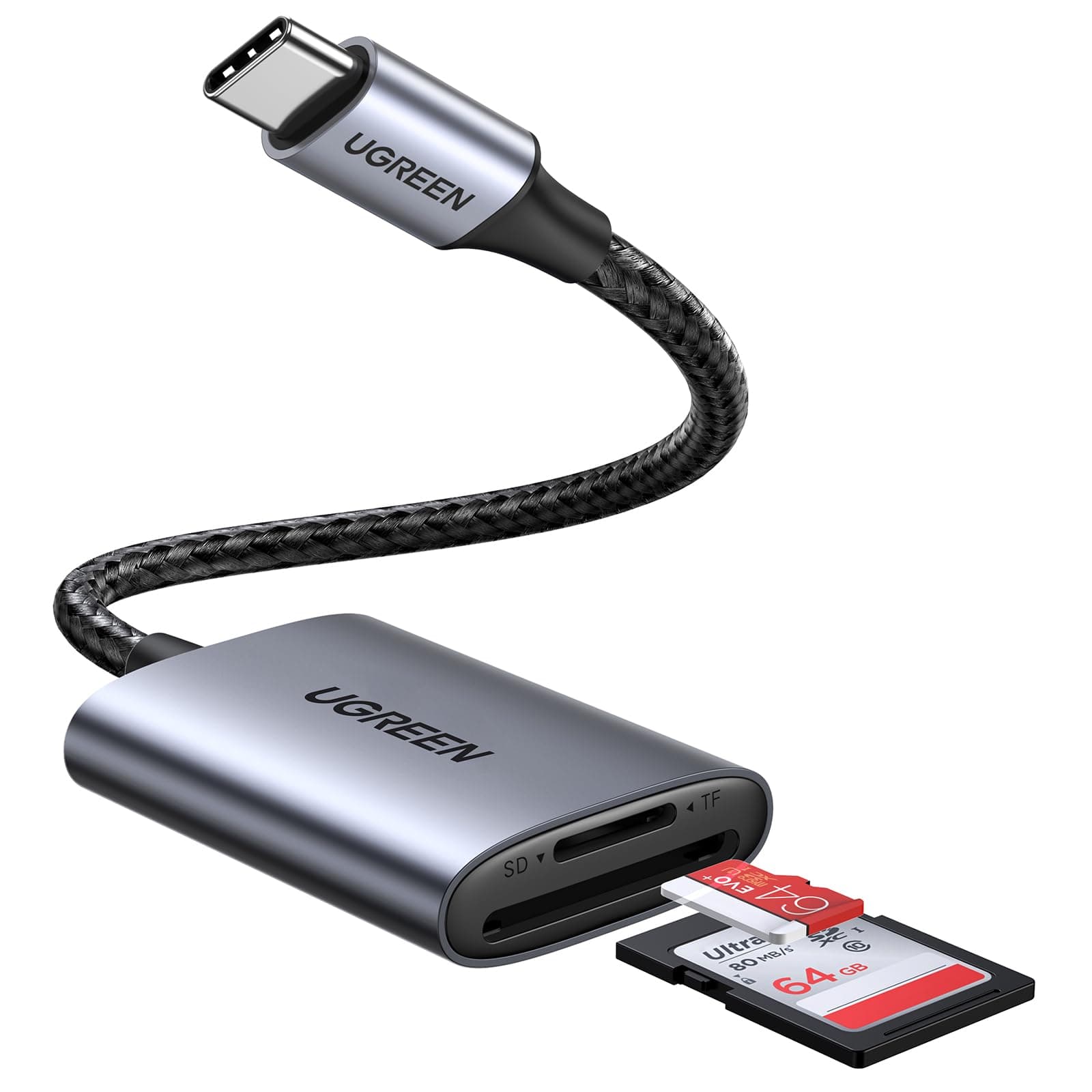 UGREEN USB C SD Card Reader Aluminum Type C Micro SD Adapter Thunderbolt 3 for SD/TF/Micro SDXC/SDHC/MMC/RS-MMC Compatible with iPhone 17/16 Galaxy S24 MacBook iPad - Image 1
