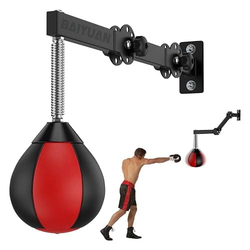 Speed Bag Boxing Punching Bag, Wall Mount Height Adjustable & Fold Speed Bags for Boxing, Wall Bracket Boxing Reflex Ball, Boxing Bag as Adults Teens and Kids, Fits Home Gym Workout - Image 1