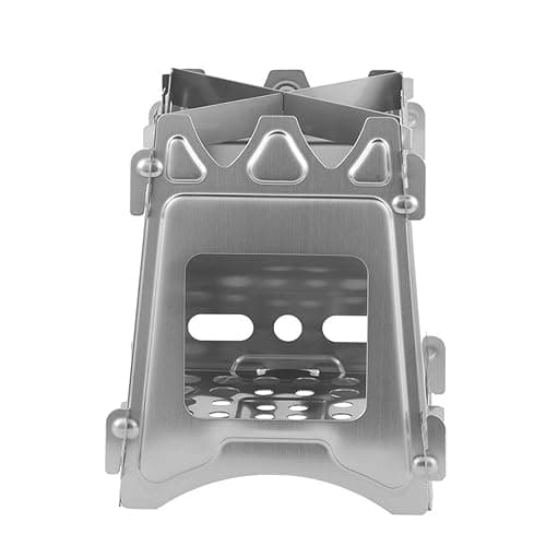 Toguma Small Portable Wood Burning Camping Stove Foldable Backpacking Stove Stainless Steel Camping Stove Outdoor Cooking Stove for Outdoor Hiking Traveling BBQ (Silver) - Image 1
