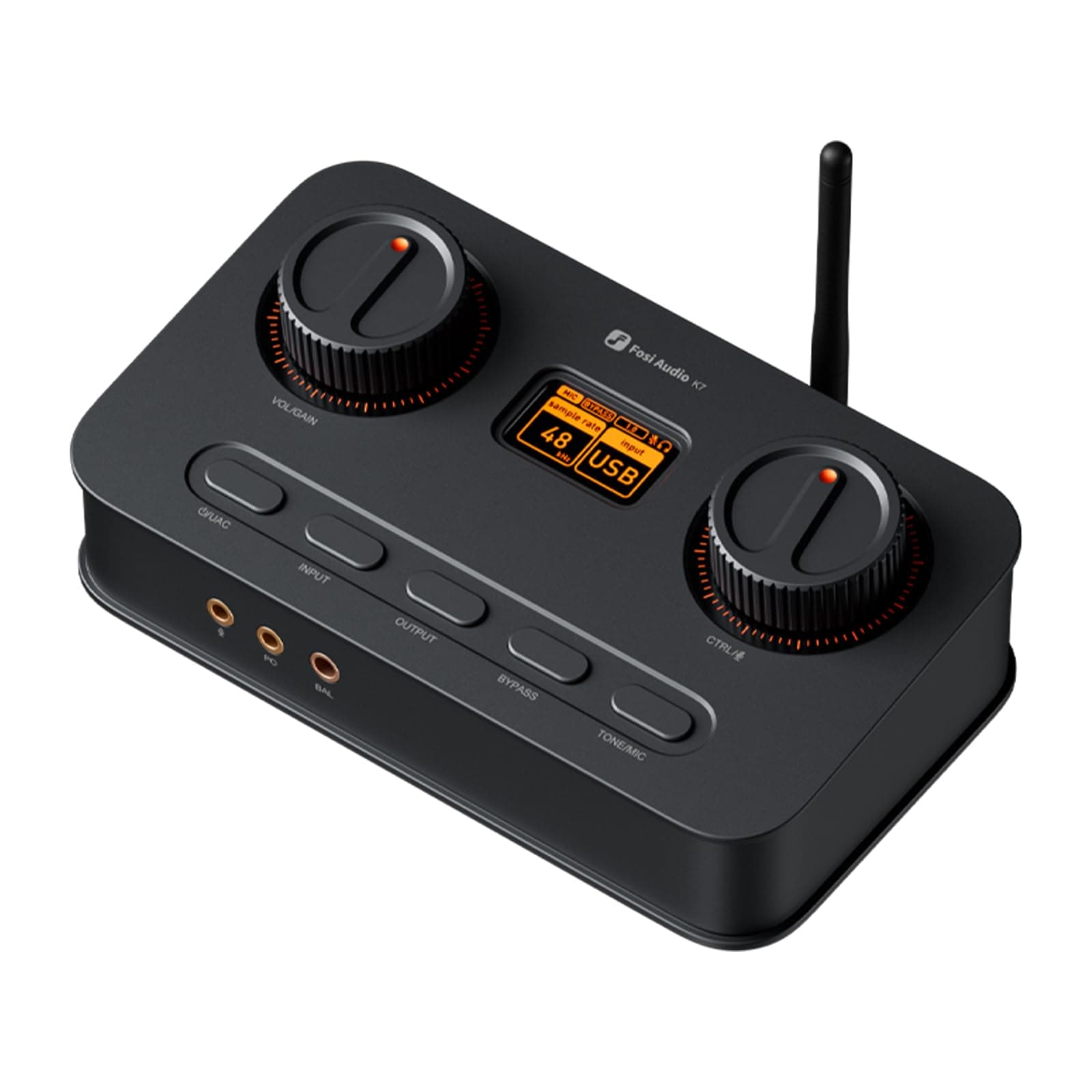 Fosi Audio K7 DAC Headphone Amp, Desktop USB C Digital to Analog Audio Converter for Workspace and Gaming PC PS5, Optical/Coaxial/Bluetooth aptX HD LL/Microphone Input, 3.5mm/4.4mm Balanced/RCA Output - Image 1