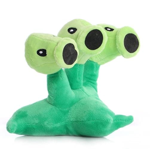 JHESAO 7" Pea Plants and Peashooter Plush Toys Threepeater PVZ Plush 1 2 Stuffed Soft Doll Three-Heads Pea Toy New - Image 1