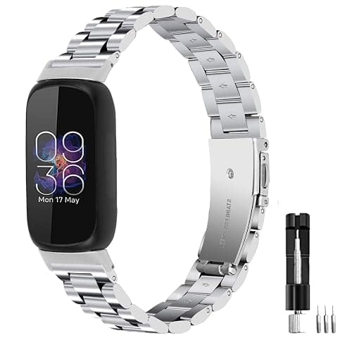 Metal Bands Compatible for Fitbit Inspire 3 for Women & Men,Solid Stainless Steel Adjustable Strap Replacement Band for Inspire 3 Fitness Tracker - Image 1