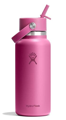 HYDRO FLASK Wide Mouth vacuum insulated stainless steel water bottle with leakproof closeable straw lid for cold water drinks, sports, travel, car and school - 32 Oz - Reef - Image 1