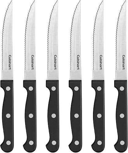 Cuisinart Knife Set, 6pc Steak Knife Set with Steel Blades for Precise Cutting, Lightweight, Stainless Steel & Durable, C77TR-6PSK, Black - Image 1