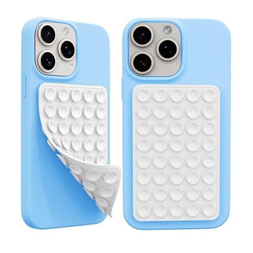 2 Pack Silicone Octo Cup Buddy Sticky Grip Holder for Cellphone, Silicone Suction Cup Phone Case Mount Double Sided, Hands-Free Phone Accessories Strong Grip Holder for Selfie and Video (Dark White) - Image 1