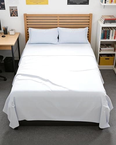 Full XL Bed Sheet - 4 Piece Full XL Bed Sheets Set - Ultra-Soft, Comfy, Breathable & Cooling - Hotel Luxury Bedding for Women & Men with Deep Pockets - Wrinkle Free & Fade Resistant - Oeko-Tex - White - Image 1
