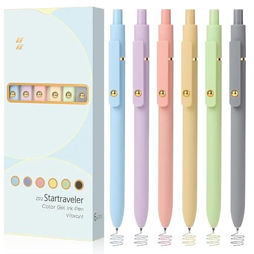 FIOVER Colored Pens, 6 Pack Colorful Gel Pens, Quick-Dry 0.7mm Medium Point for Journaling, Note Taking, Doodling, Aesthetic Office School Supplies, Gifts for Women Men(Multiple Colors) - Image 1