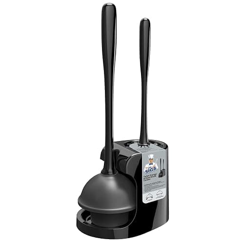 MR.SIGA Toilet Plunger and Bowl Brush Combo for Bathroom Cleaning, Black, 1 Set - Image 1