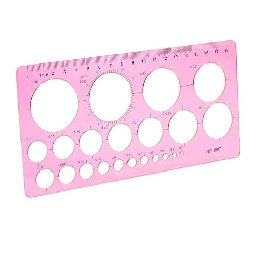 LOKUNN Circle Template for Drawing, Pink Ruler Quilling Tool, Round Hole Ruler Tool, Multi-Function Round Plastic Geometric Stencil Rulers Drawing Set for Studying, Designing, Office - Image 1