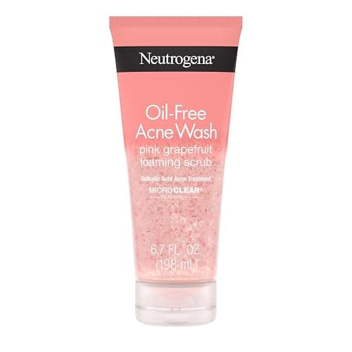 Neutrogena Oil Free Pink Grapefruit Acne Face Scrub, 6.7 oz | 2% Salicylic Acid Cleanse & Vitamin C, Gentle Exfoliating Foaming Cleanser, Acne-Prone Skin - Image 1