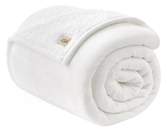 UGG Nita Twin XL/Twin Blanket Soft Fluffy Blanket for Bed, Warm Soft Bedding, Large Throw for Couch, Holiday Present, Machine Washable, 60-inch x 90-inch, White Snow - Image 1