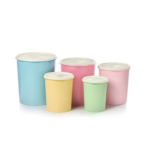 Tupperware Heritage Collection 10 Piece Nested Canister Set in Vintage Colors, Dishwasher Safe and BPA Free (5 Containers, 5 Lids) - Image 1