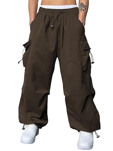 JMIERR Men's Baggy Cargo Pants Trendy Casual Parachute Pant Loose Fit Harem Joggers with Pockets for Streetwear - Image 1