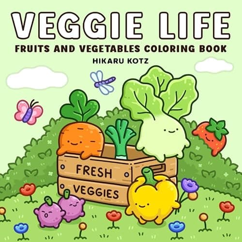 Veggie Life: Fruits and Vegetables Coloring Book for Adults and Teens - Image 1
