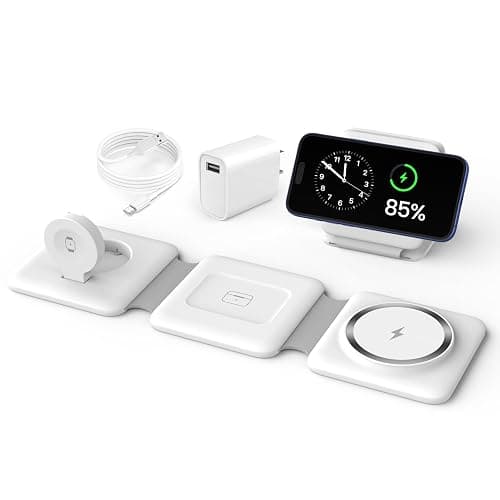 Charging Station for Apple Multiple Devices - 3 in 1 Foldable Magnetic Wireless Charger Dock - Travel Charging Pad for iPhone 16 15 14 13 12 Pro Max Plus Watch & Airpods - Image 1