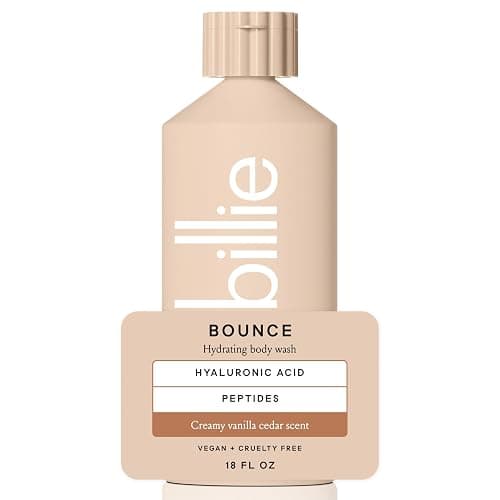 Billie Bounce Hydrating Womens Body Wash, 18 fl oz, Creamy Vanilla Cedar Scent, Vegan, Cruelty Free - Image 1