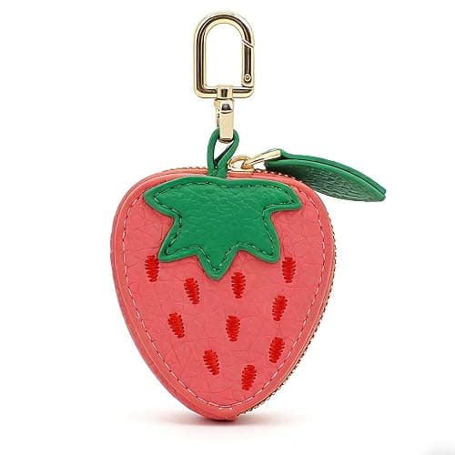 shuielai Cute Fruit Coin Purse Keychain, Mini Leather Bag Charms & Pouch Holder for Keys, Handbag, Backpack, Tote Kawaii Strawberry Lemon Charms Accessories Gift for Girls Women (WXC251204) - Image 1