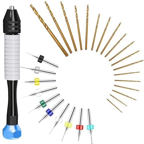 Micro Drill Bits Set with Pin Vise | Small Hand Drill - Pin Vise Hand Drill Manual, PCB Mini Bits for Resin Beads Polymer Clay | DYI Jewelry Making, set - Image 1