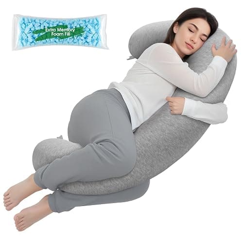 TranquilRelax Body Pillow, Long Pillow, Memory Foam Body Pillow, C-Shaped Side Sleep Pillow, Machine Washable Pillowcase, 47”×10” - Image 1
