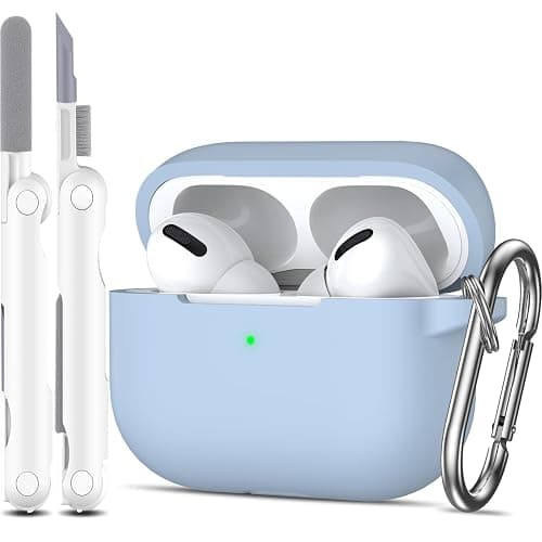 MHYALUDO for AirPods Pro Case Cover, Military Grade Anti-Fall Soft Silicone Shock-Absorbing Protective for AirPods Pro Case Skin Touch with Keychain and Cleaning Kit, Sky Blue - Image 1
