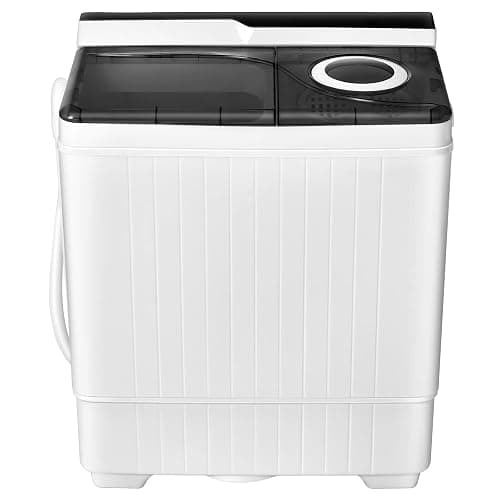 COSTWAY Portable Washing Machine, Twin Tub 26 Lbs Capacity, 18 Lbs Washer and 8 Lbs Spinner, Compact Washer with Control Knobs, Timer Function, Drain Pump, Laundry washer for Apartment RV, Grey - Image 1
