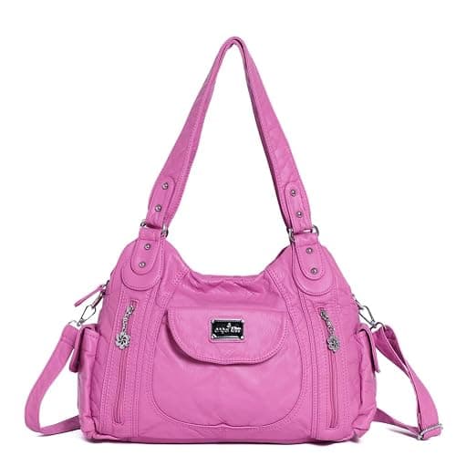 Angel Kiss Purses for Women, Large Shoulder Bag Hobo Tote Purse Mutipocket Faux Leather Satchel Hobo Purse - Image 1