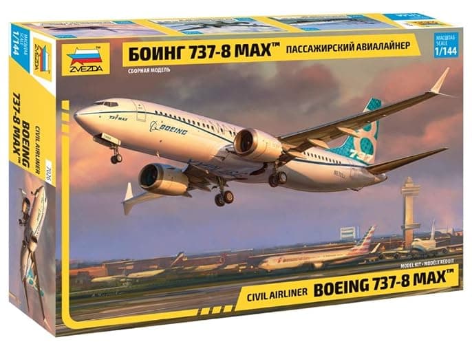 Zvezda 7026 - Civil Airliner Boeing 737 MAX - Plastic Model Kit - Scale 1:144 121 Parts Lenght 11" / 27,4 см - Image 1