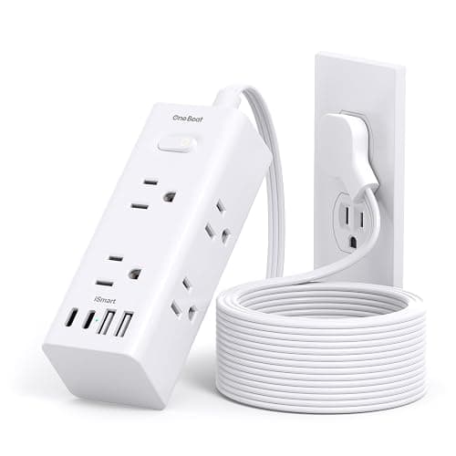 One Beat 10Ft Extension Cord with Multiple Outlets,Flat Plug Power Strip Surge Protector with 10 Ft Long Cord,6 Outlet 4 USB Ports (2USB C),Multi Outlet Wall Plug for Travel,College,Dorm Essentials - Image 1