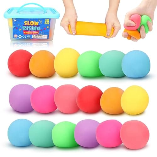 Squishy Stress Balls Fidget Toys: 18 Pack Mini Stress Balls for Kids Adults - ADHD Tools Sensory Fidget Toys - Quiet Desk Fidgets for Anxiety Office Classroom Prize - Travel Toys Road Trip Essential - Image 1
