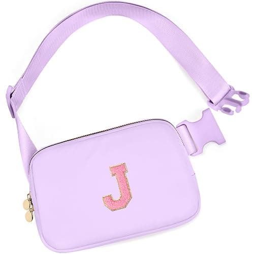 mibasies Initial Fanny Pack for Girls, Birthday Gifts for 4 5 6 7 8 9 10 11 12 13 Teen Girl - Cute Personalized Trend Stuff - Lavender J - Image 1
