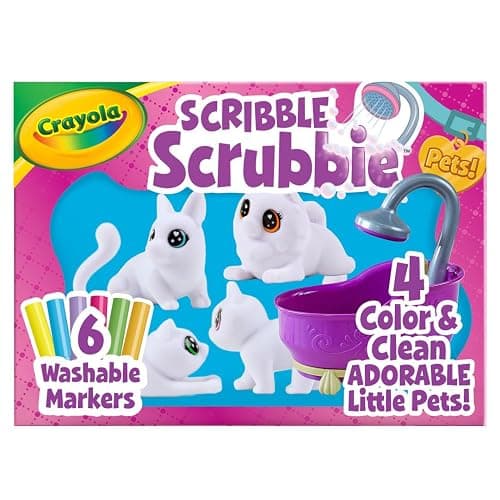 Crayola Scribble Scrubbies Glam Pack (4 Pets), Holiday for Kids, Washable Pet Care Toy, Coloring Animal Craft, Stocking Stuffer Toys for Girls & Boys, 3+ - Image 1