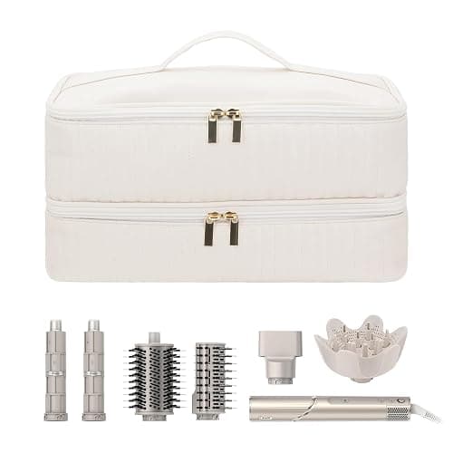 Boweike Double-Layer Flexstyle Travel Carrying Case for Shark, Portable Storage Bag for Shark Flex Style HD440BK/HD430 and Attachments, Storage Bag Compatible with Dyson Airwrap Multi Styler (Beige) - Image 1