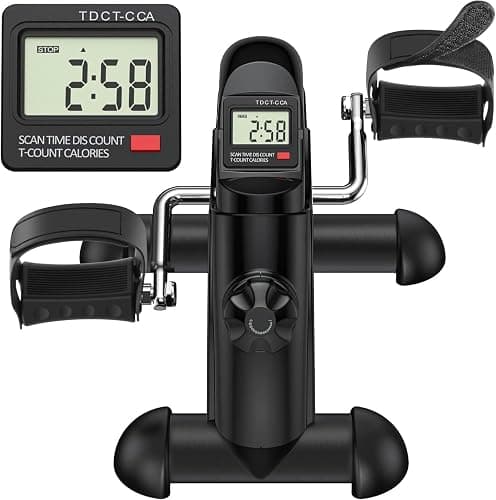 TABEKE Under Desk Bike Pedal Exerciser - Mini Exercise Bike for Arm/Leg Exercise, Pedal Exerciser for Seniors with LCD Display - Image 1