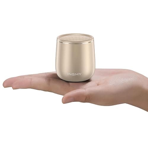 INSMY Small Bluetooth Speaker, Waterproof Mini Portable Wireless Speaker, Punchy Bass Rich Audio Stereo Pairing, Handheld Pocket Size,Built in Mic for Hiking Biking Gift Laptop Tablet (Gold) - Image 1