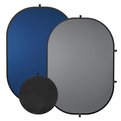 SEDGEWIN Blue Grey Background 5x7ft, 2 in 1 Collapsible Reversible Pop Up Backdrop Double Sided Panel Blue Chromakey Screen for Photography Photo Studio with Carry Bag - Image 1
