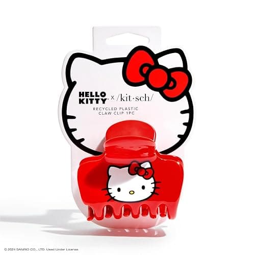 Kitsch x Hello Kitty Puffy Large Hair Clips for Women - Red, 1pc | Large Arch Shape Claw Clips For All Hair Types – Cute Hair Accessories For Updos, Half Updos Recycled Plastic - Image 1