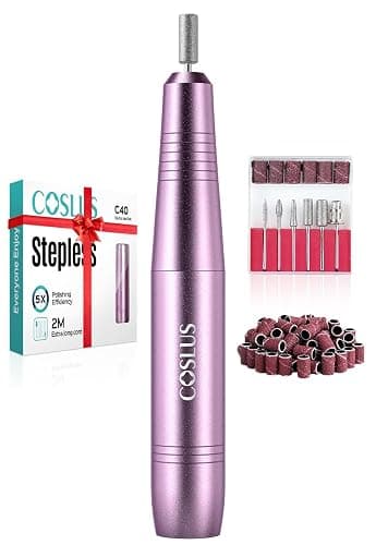 COSLUS C40 Electric Nail Drill, Nail Files for Gel Acrylic Nature Nails, Adjustable Speed 0-20000RPM, Portable Manicure Pedicure Set with 6 Drill Bits 31 Sanding Bands, E File Beginner Girl Women Mum - Image 1