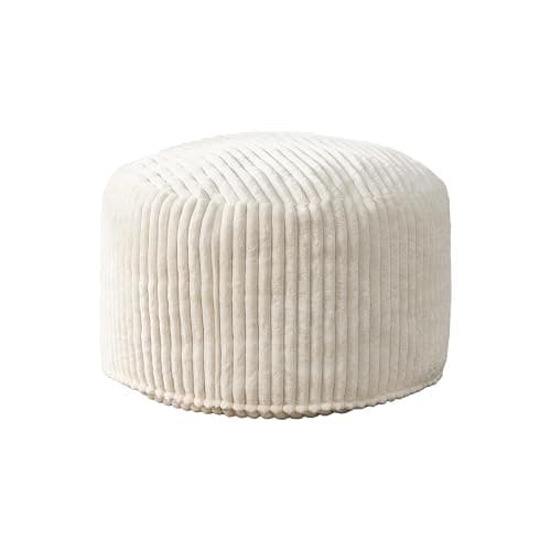 Hobestluk 3ft Bean Bag Chairs for Adults Large Beanbag Chair with Stripe Plush Cover Big Bean Bag Chair for Living Room Bedroom Dorm Office - White (36” x 36” x 22”) - Image 1