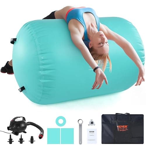 VEVOR Air Mat Tumble Track Air Spot, Round Inflatable Air Roller, Air Barrel Gymnastic Equipment with Electric Pump, Tumbling Backbend Trainer for Home - Image 1