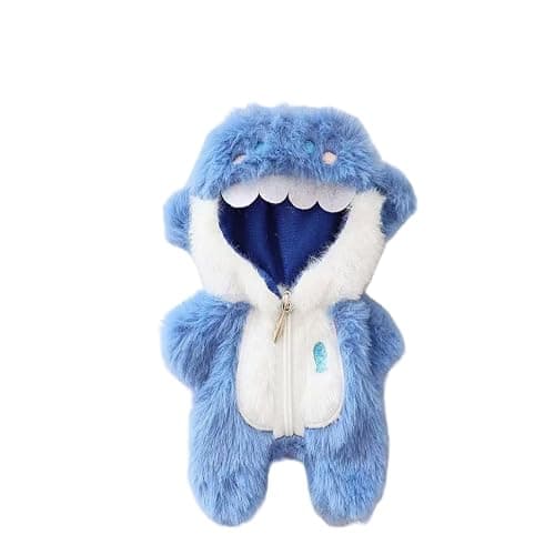 Clothes for Doll(NO Doll) - Handcrafted Crochet Blue Shark Bodysuit for 17cm Doll, Premium Outfit with Accessories, Stylish labubu Clothes for Doll - Style B - Image 1