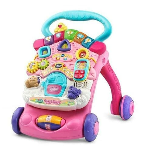 VTech First Steps Baby Walker | Push Along Walker Baby Toy with Shapes, Sounds, Music, Phrases, Pretend Play and More | Suitable for Babies from 6 Months, 1, 2 & 3 Year Olds, Boys & Girls, Pink - Image 1