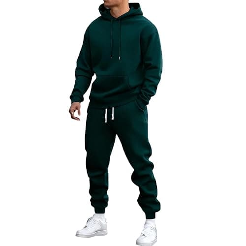 Hoodie and Sweatpants Set for Men Mens Fleece Hooded 2 Piece Tracksuit Warm Zip Up Hoodie and Sweatpants Athletic Outfit - Image 1