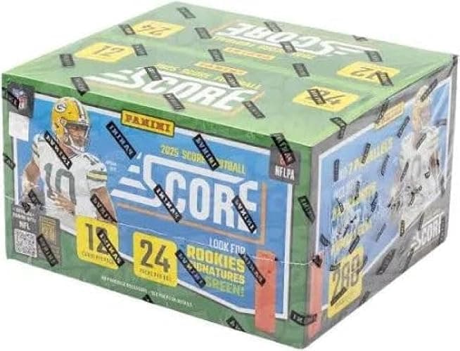 Panini 2025 Score NFL Football Factory Sealed Retail Box (24 Packs of 12 Cards) Chase possible autographs. Find 7 Parallels including 3 Exclusive Numbered Per Box, on average. Look for possible ultra-rare Inserts such as Step Ahead and Mystery Rookies Inserts. - Image 1