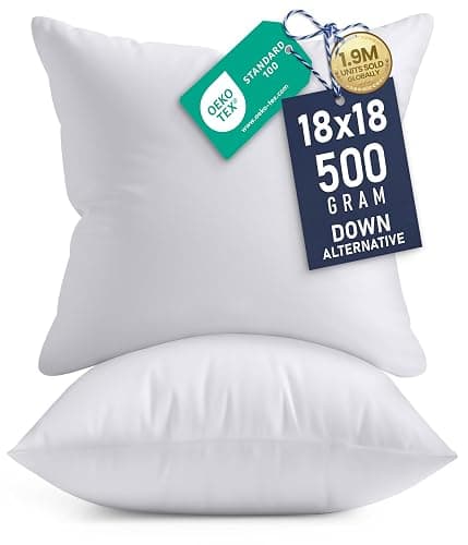 Utopia Bedding 18x18 Pillow Inserts, Set of 2, White – Indoor Decorative Throw Pillows for Bed, Sofa & Couch – Soft, Supportive & Fluffy Cushion Inserts - Image 1