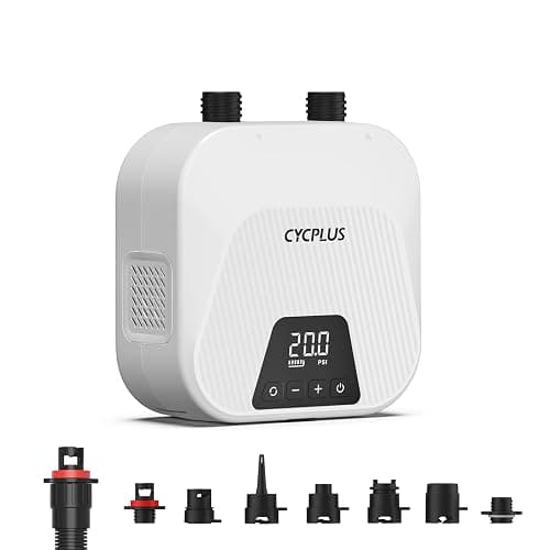 CYCPLUS 20PSI High Pressure Smart SUP Air Pump, Rechargeable Battery-Powered, Intelligent Dual Stage Inflation & Deflation, Auto-Off Air Pump for Stand Up Paddle Boards,Surfing Kite, Tent, Mattress - White - Image 1